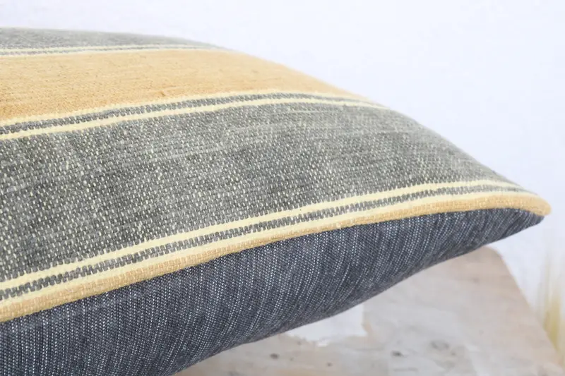Turkish Kilim Pillow, 12x20 Yellow Cushion Cover, Decorative Throw Pillow Sham, Throw Kilim Pillow, Pillow Case, Vintage Pillow - 6