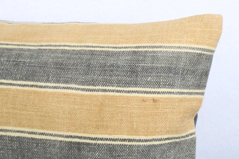 Turkish Kilim Pillow, 12x20 Yellow Cushion Cover, Decorative Throw Pillow Sham, Throw Kilim Pillow, Pillow Case, Vintage Pillow - 5