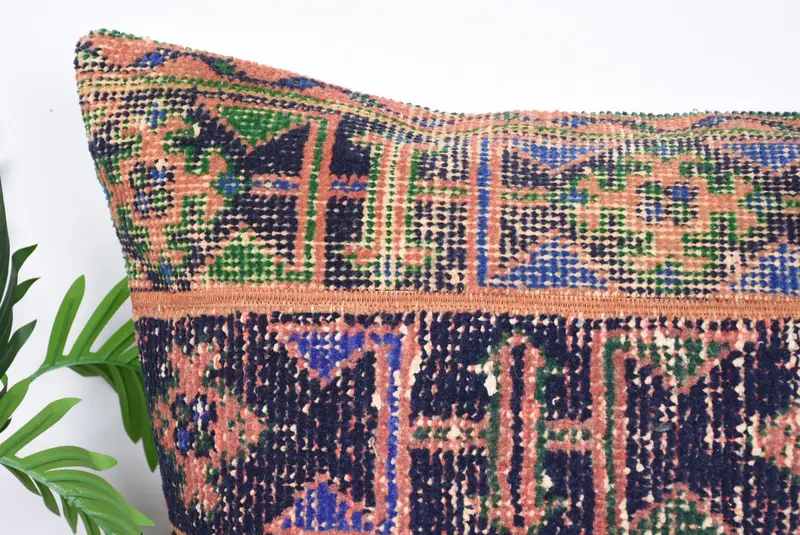 Boho Pillow, Handmade Cushion Cover, Throw Kilim Pillow, Cushion, Bohemian Cushion Cushion Case, Vintage Kilim Throw Pillow, 28x28 Blue Pillow Cover - 2
