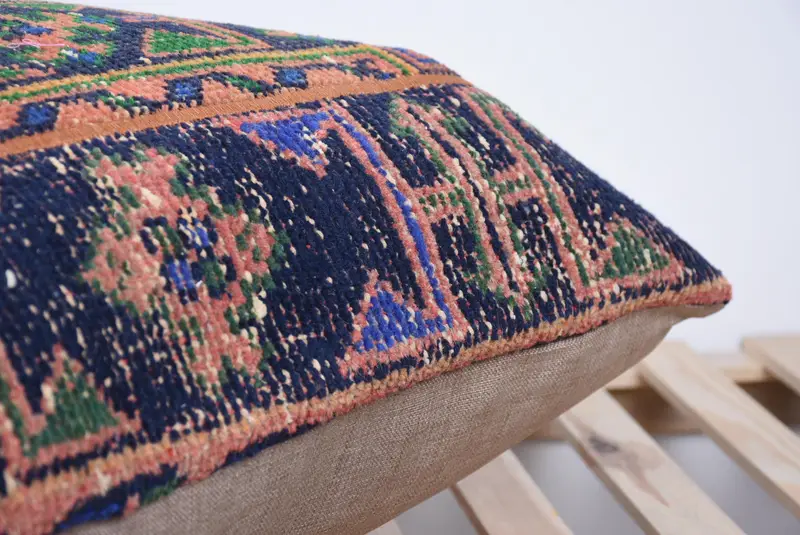 Boho Pillow, Handmade Cushion Cover, Throw Kilim Pillow, Cushion, Bohemian Cushion Cushion Case, Vintage Kilim Throw Pillow, 28x28 Blue Pillow Cover - 7