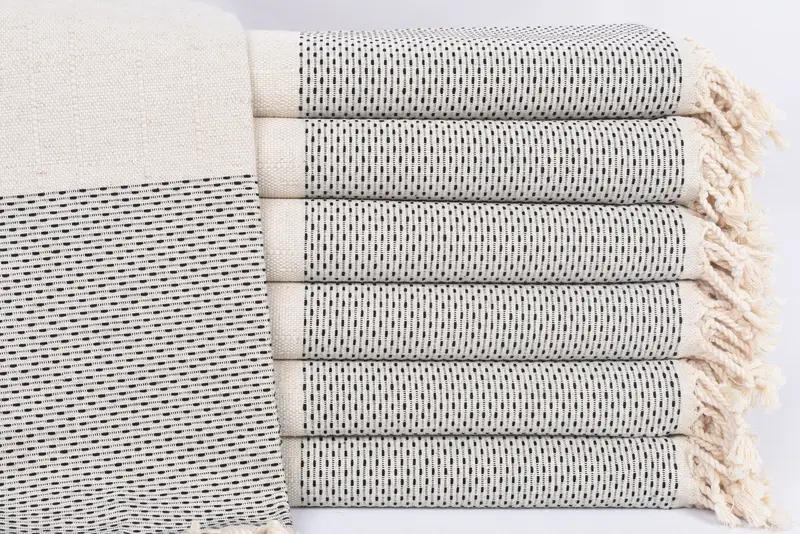 Bridesmaid Gift Turkish Cotton Black Polka Dot Towel, 70x40 Inches