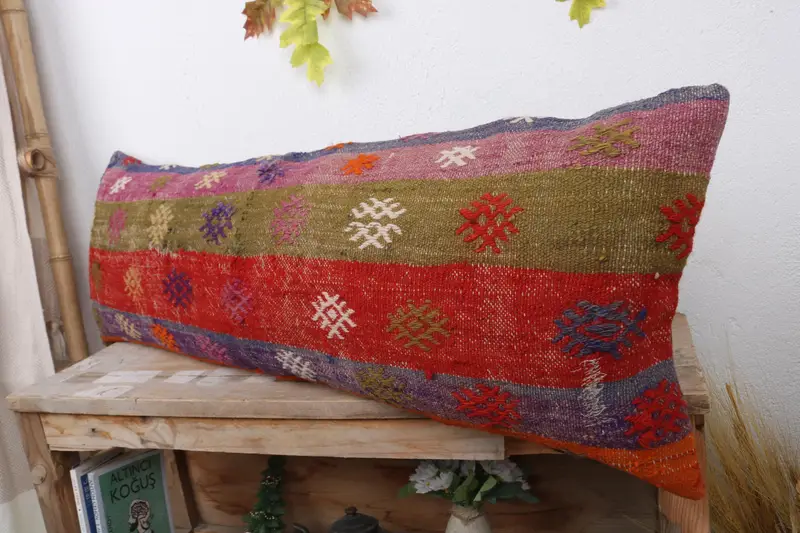 Pillow for Sofa, Pillow for Couch, Cushion, Farmhouse Cushion Cover, Personalized Gift Pillow Pillow Sham, 12x36 Red Pillow, Kilim Pillow - 4