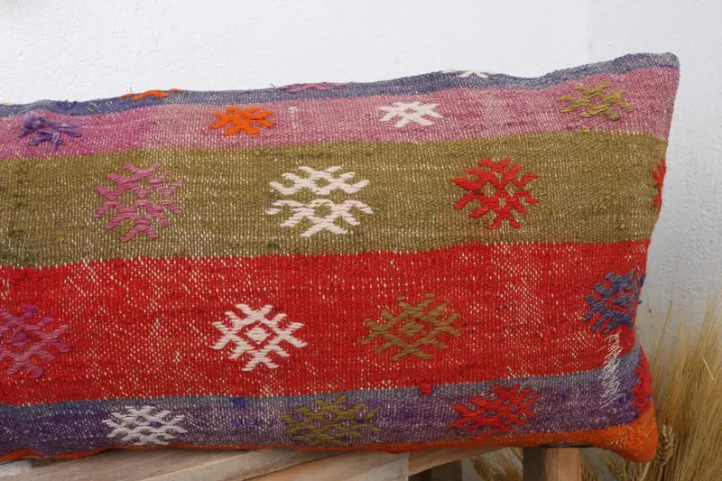 Pillow for Sofa, Pillow for Couch, Cushion, Farmhouse Cushion Cover, Personalized Gift Pillow Pillow Sham, 12x36 Red Pillow, Kilim Pillow - 5