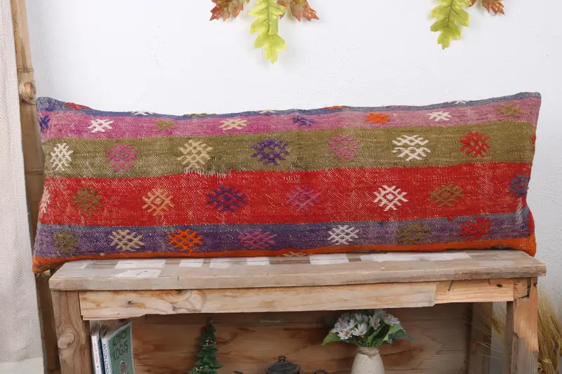 Pillow for Sofa, Pillow for Couch, Cushion, Farmhouse Cushion Cover, Personalized Gift Pillow Pillow Sham, 12x36 Red Pillow, Kilim Pillow - 2