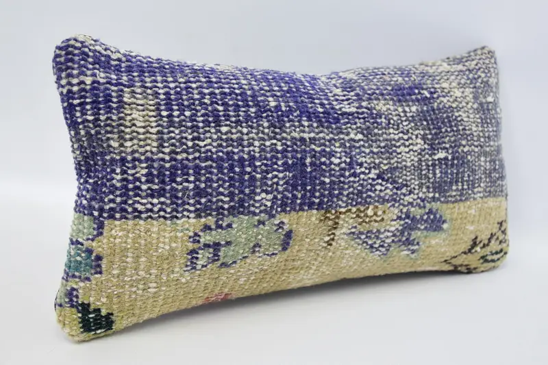 Kilim Rug Pillow, 8x16 Blue Pillow Sham, Antique Pillows, Turkish Kilim Pillow, Kilim Cushion Sham, Pillow Case, Outdoor Cushion, Couch Pillow - 3