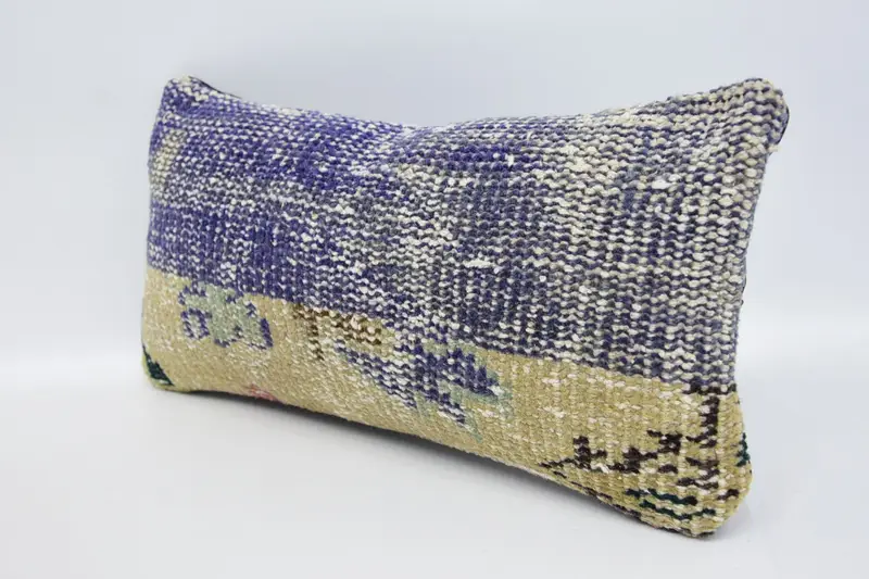 Kilim Rug Pillow, 8x16 Blue Pillow Sham, Antique Pillows, Turkish Kilim Pillow, Kilim Cushion Sham, Pillow Case, Outdoor Cushion, Couch Pillow - 4