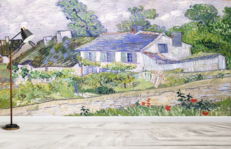 3d Wall Paper, Vincent Van Gogh Wall Painting, Custom Wall Paper, Wall Paper Peel and Stick, Houses at Auvers, Nature Landscape Wall Decor, - 8