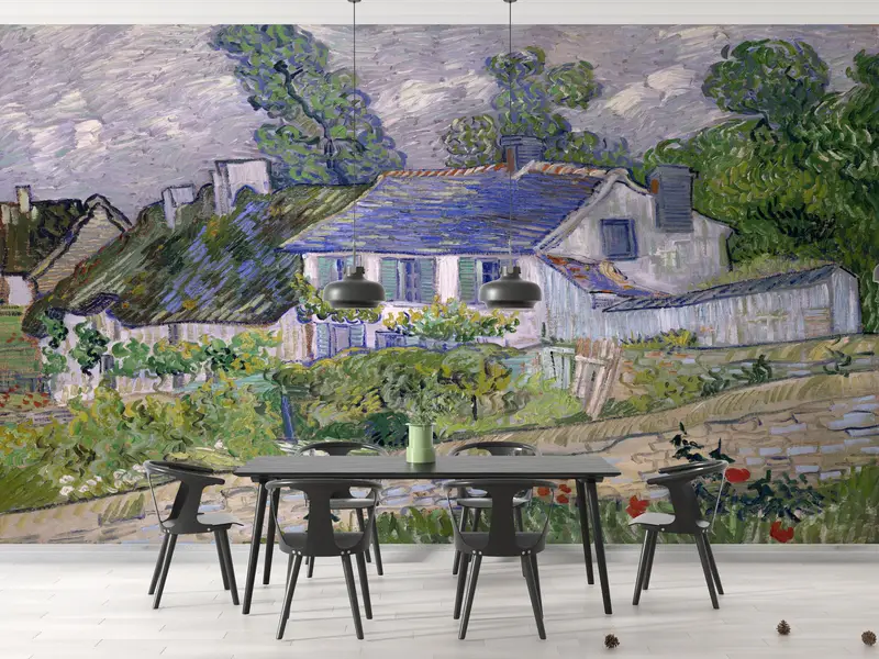 3d Wall Paper, Vincent Van Gogh Wall Painting, Custom Wall Paper, Wall Paper Peel and Stick, Houses at Auvers, Nature Landscape Wall Decor, - 5