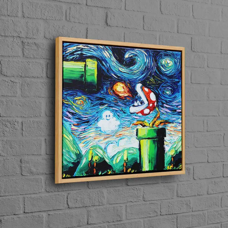 現代の星月夜マリオ キャンバス: 世界の芸術的融合