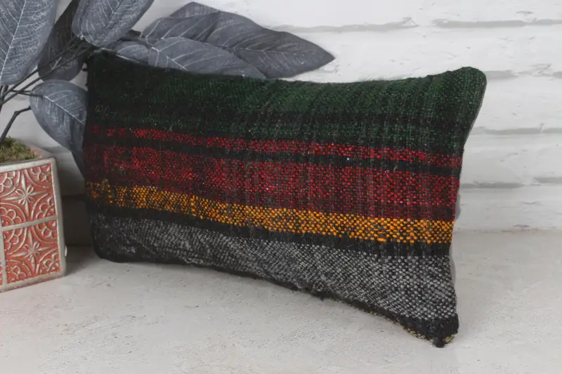 Kilim Cushion Sham, Vintage Pillow, Boho Chic Cushion Cover, Cushion, Pastel Cushion, Gift Pillow, 8x16 Red Cushion Cover - 3