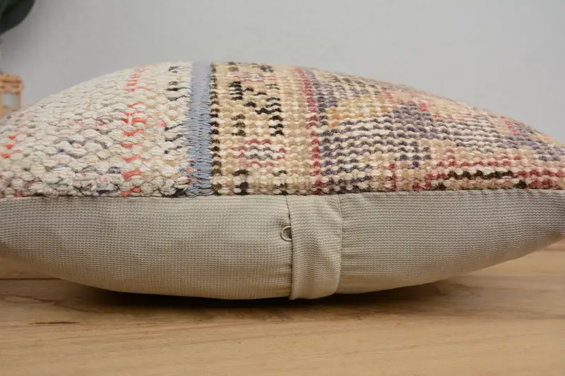 Pillow Case, Kilim Pillow Cover, 14x14 Beige Cushion Cover, Vintage Kilim Throw Pillow, Outdoor Bolster Pillow Cover, Kilim Cushion Sham - 5