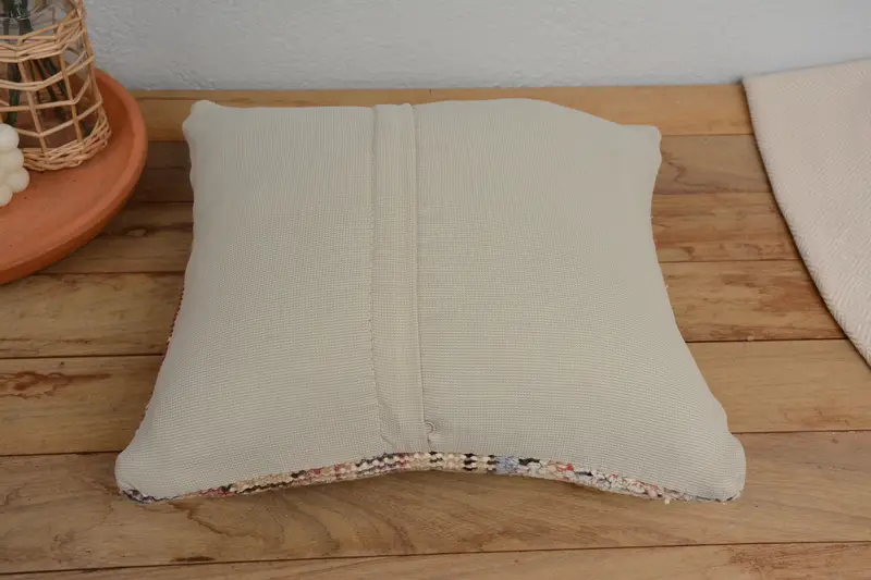 Pillow Case, Kilim Pillow Cover, 14x14 Beige Cushion Cover, Vintage Kilim Throw Pillow, Outdoor Bolster Pillow Cover, Kilim Cushion Sham - 6