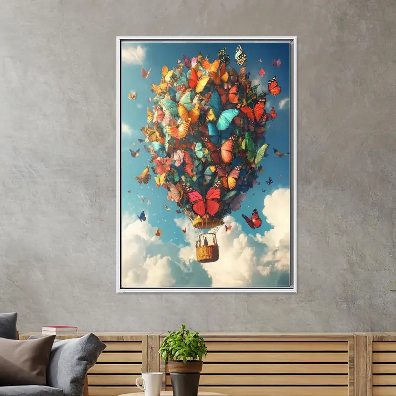Colorful Hope Butterfly Canvas: Abstract Air Balloon Art Print