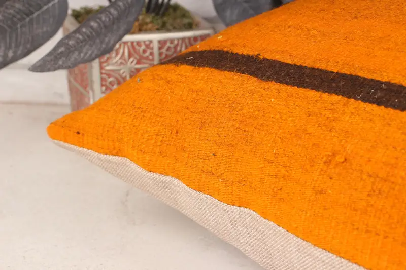 Yoga Pillow, Throw Kilim Pillow, Handwoven Pillow Case, 18x18 Brown Cushion Case, Car Cushion, Boho Pillow, Interior Designer Pillow, Pillow Case - 7