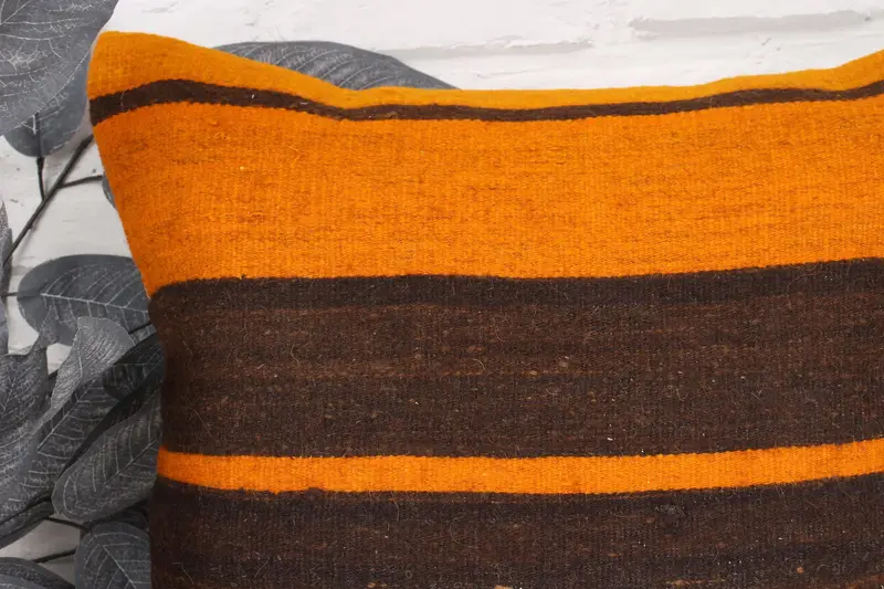 Yoga Pillow, Throw Kilim Pillow, Handwoven Pillow Case, 18x18 Brown Cushion Case, Car Cushion, Boho Pillow, Interior Designer Pillow, Pillow Case - 2