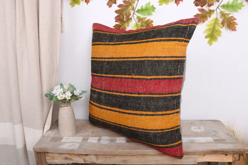 Cushion Case, Vintage Pillow, 20x20 Red Cushion, Aztec Pillow Cover, Vintage Kilim Throw Pillow, Bright Pillow Case, Antique Pillows - 4