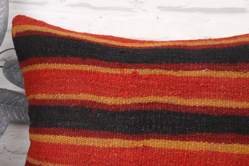Shabby Chic Pillow Case, 18x18 Red Cushion, Ethnical Kilim Rug Pillow, Pillow, Ikat Cushion Cover, Antique Pillows, Vintage Kilim Throw Pillow - 2