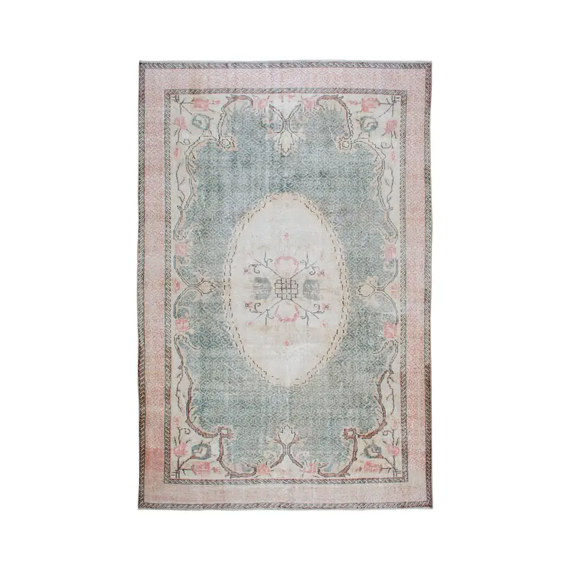 Turkish Rug, 6.8x10.2 ft Large Rug, Blue Animal Print Wool Vintage Rug - 1
