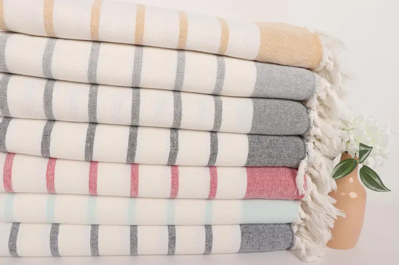 Xmas Gifts, Personalized Home Gift Wedding, Turkish Towel USA, Holiday Towel, 68x39 Cotton Striped Towel, Turkish beach towel, Fouta towel - 2
