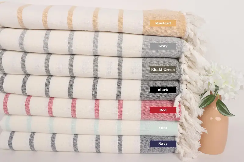 Xmas Gifts, Personalized Home Gift Wedding, Turkish Towel USA, Holiday Towel, 68x39 Cotton Striped Towel, Turkish beach towel, Fouta towel - 1