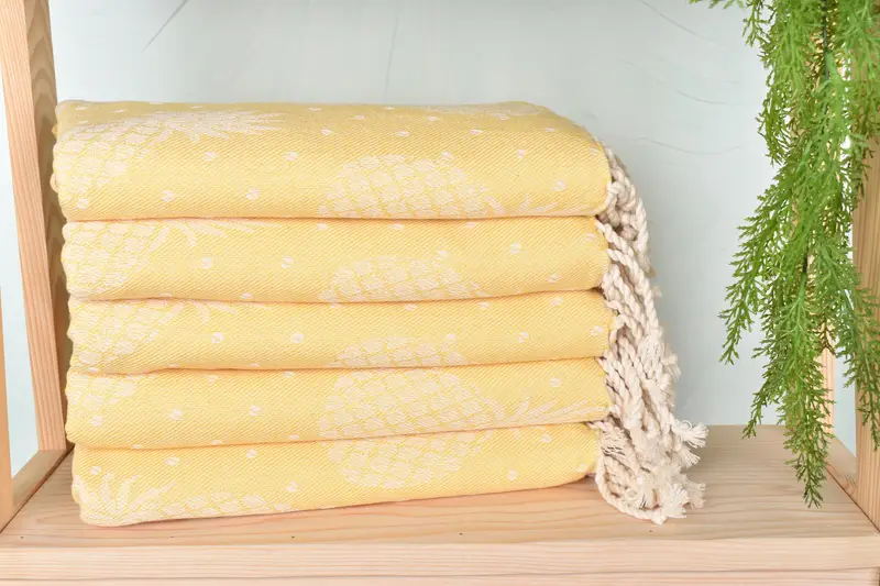 Memorial Gift, Bridal Shower Gift, Custom Towel, Hammam towel, 80x40 Cotton Pineapple Design Towel, Turkish Towel Set, Spa Gift Towel, Wedding Towel - 3