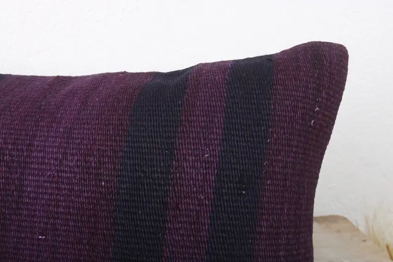 Kilim Pillow, Cushion Case, Wool Kilim Pillow Pillow Case, 12x24 Purple Cushion, Turkish Kilim Pillow, Pillow for Sofa, Turkish Corner Pillow Cover - 5