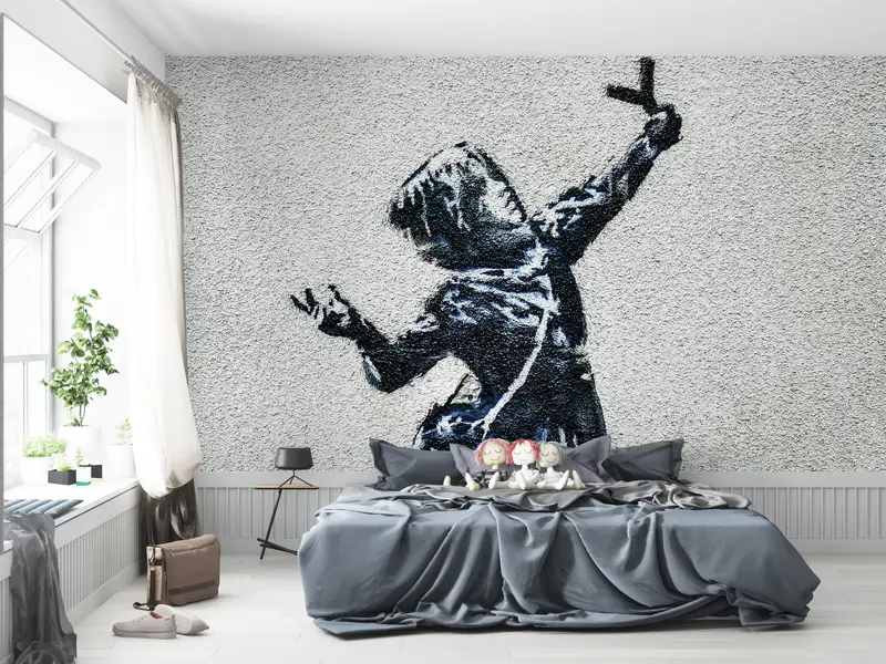 Modern Wall Paper,Wall Paper Peel and Stick,Graffiti Wall Paper,Banksy Wall Paper,Paper Wall Art ,Abstract Wall Mural, - 3