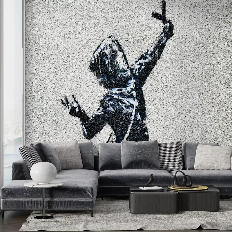 Modern Wall Paper,Wall Paper Peel and Stick,Graffiti Wall Paper,Banksy Wall Paper,Paper Wall Art ,Abstract Wall Mural, - 8