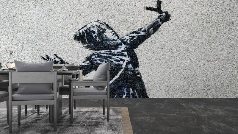 Modern Wall Paper,Wall Paper Peel and Stick,Graffiti Wall Paper,Banksy Wall Paper,Paper Wall Art ,Abstract Wall Mural, - 10