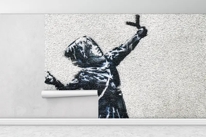 Modern Wall Paper,Wall Paper Peel and Stick,Graffiti Wall Paper,Banksy Wall Paper,Paper Wall Art ,Abstract Wall Mural, - 7