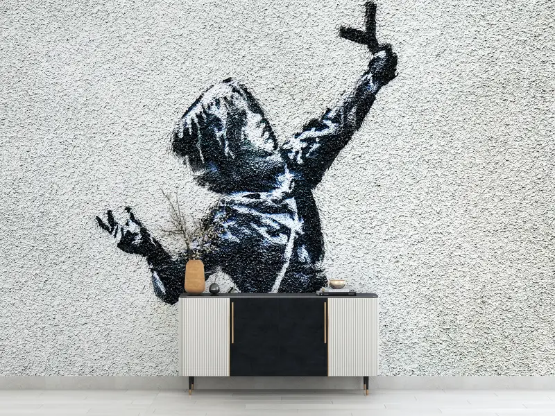 Modern Wall Paper,Wall Paper Peel and Stick,Graffiti Wall Paper,Banksy Wall Paper,Paper Wall Art ,Abstract Wall Mural, - 1