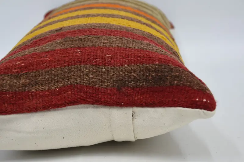 Cushion Case, Handmade Kilim Cushion, Interior Designer Pillow, Natural Pillow Cover, 12x24 Brown Pillow, Vintage Cushion Case, Home Decor Pillow - 5