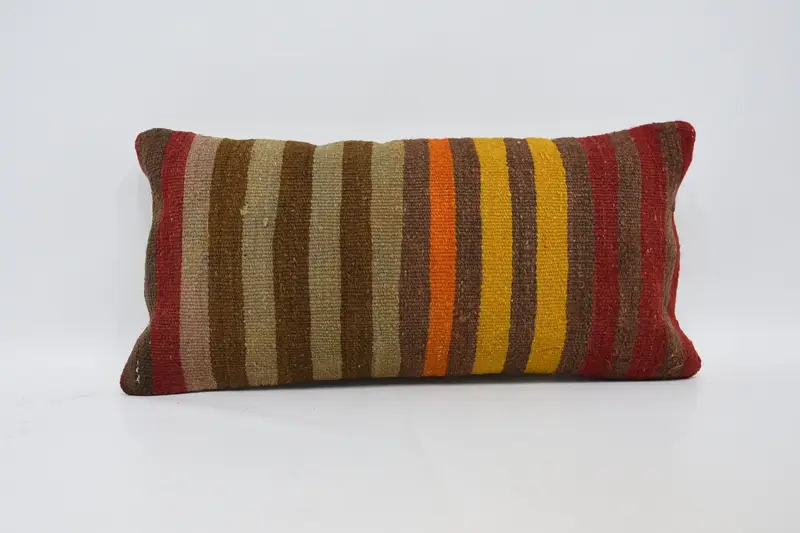 Cushion Case, Handmade Kilim Cushion, Interior Designer Pillow, Natural Pillow Cover, 12x24 Brown Pillow, Vintage Cushion Case, Home Decor Pillow - 1