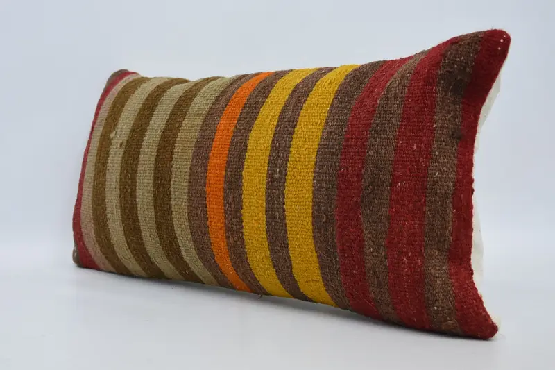 Cushion Case, Handmade Kilim Cushion, Interior Designer Pillow, Natural Pillow Cover, 12x24 Brown Pillow, Vintage Cushion Case, Home Decor Pillow - 4