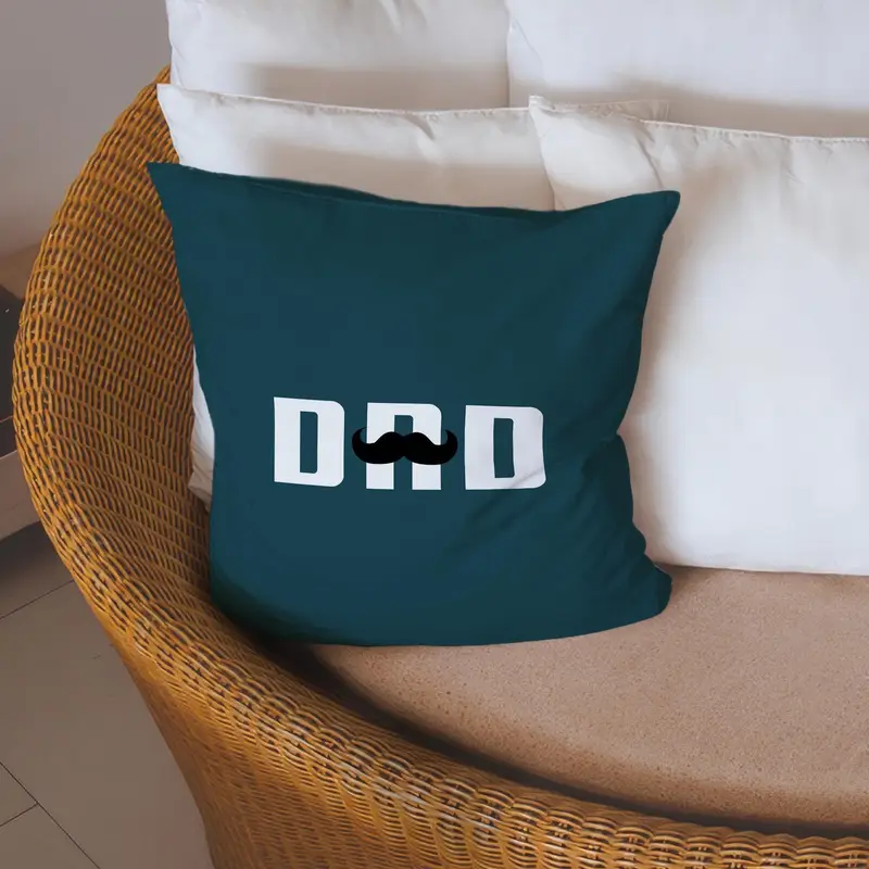 Modern Mustache Dad Pillow Cover, Cool Father’s Day Gift, Retro Minimal Cushion - 1