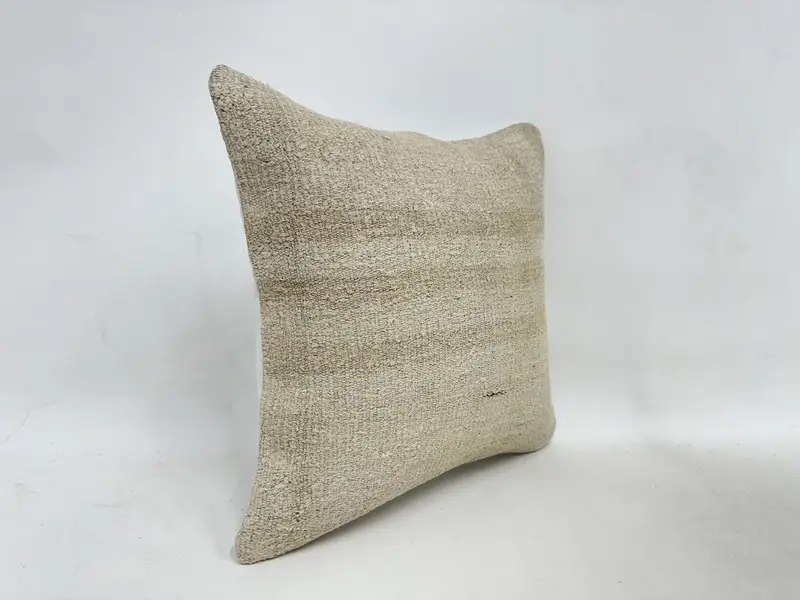 16x16 Beige Pillow Case, Interior Designer Pillow, Vintage Pillow, Handmade Kilim Cushion, Cushion Cover, Hippie Throw Pillow Cover - 3