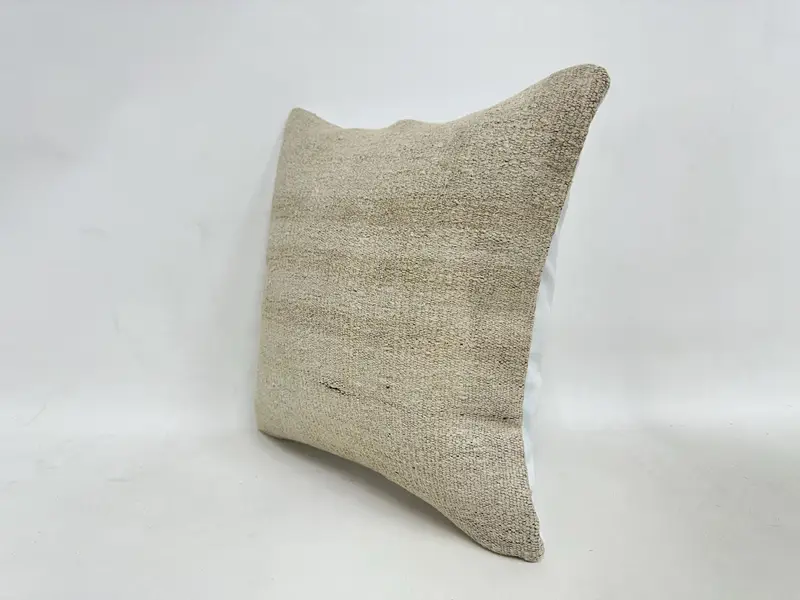 16x16 Beige Pillow Case, Interior Designer Pillow, Vintage Pillow, Handmade Kilim Cushion, Cushion Cover, Hippie Throw Pillow Cover - 4