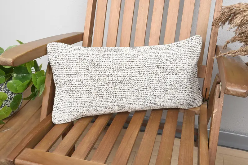 ベージュ スロー モロッコ枕カバー、25x50 cm ストライプ枕カバー - 1