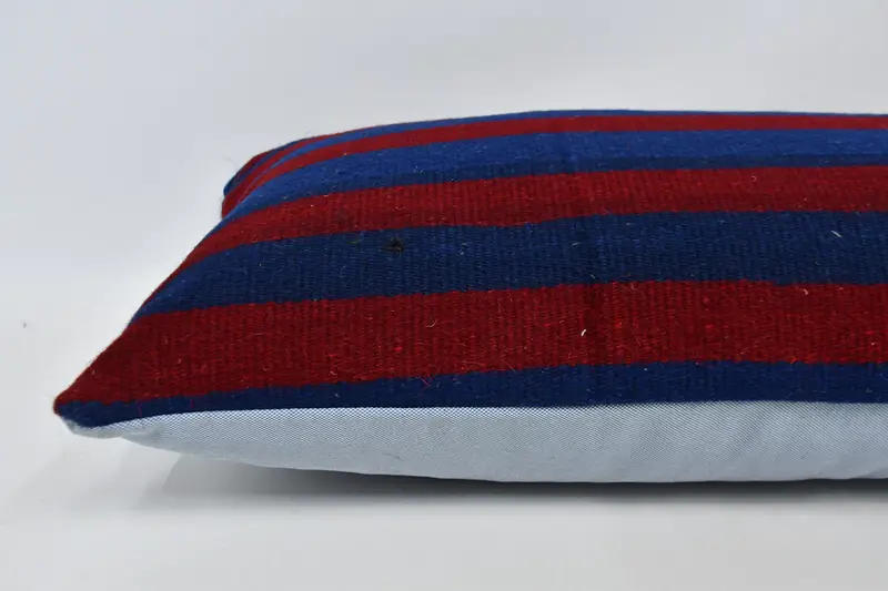 Cushion, Handwoven Cushion Case, Handmade Kilim Cushion, Chair Pillow Cover, Pillow for Sofa, Turkish Kilim Pillow, 16x48 Red Pillow Sham - 6