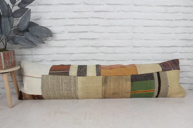 Custom Pillow Cover, 12x48 White Cushion Case, Cushion, Muted Pillow, Antique Pillows, Kilim Pillow Cover, Pillow for Sofa, Hippie Throw Cushion - 1