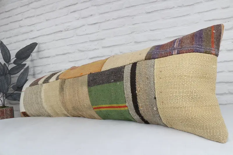 Custom Pillow Cover, 12x48 White Cushion Case, Cushion, Muted Pillow, Antique Pillows, Kilim Pillow Cover, Pillow for Sofa, Hippie Throw Cushion - 4