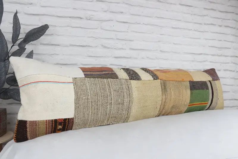 Custom Pillow Cover, 12x48 White Cushion Case, Cushion, Muted Pillow, Antique Pillows, Kilim Pillow Cover, Pillow for Sofa, Hippie Throw Cushion - 3