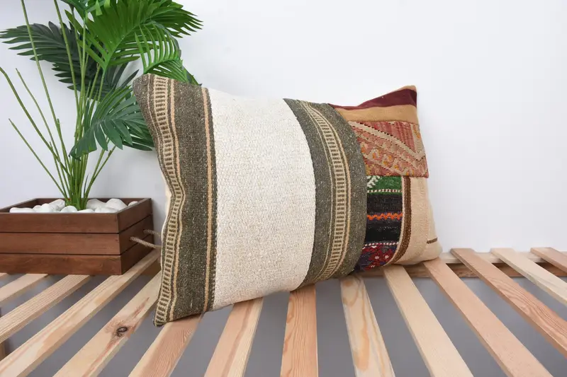 Pillow for Sofa, Kilim Pillow, Customized Cushion Case, Ikat Pillow Case, Pillow, 16x24 Beige Pillow Sham, Ethnical Kilim Rug Pillow - 4