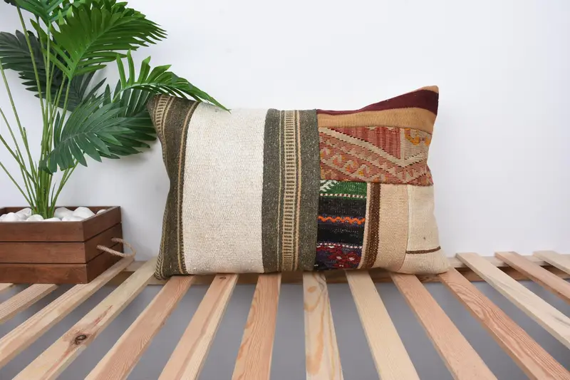 Pillow for Sofa, Kilim Pillow, Customized Cushion Case, Ikat Pillow Case, Pillow, 16x24 Beige Pillow Sham, Ethnical Kilim Rug Pillow - 1