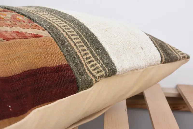 Pillow for Sofa, Kilim Pillow, Customized Cushion Case, Ikat Pillow Case, Pillow, 16x24 Beige Pillow Sham, Ethnical Kilim Rug Pillow - 7