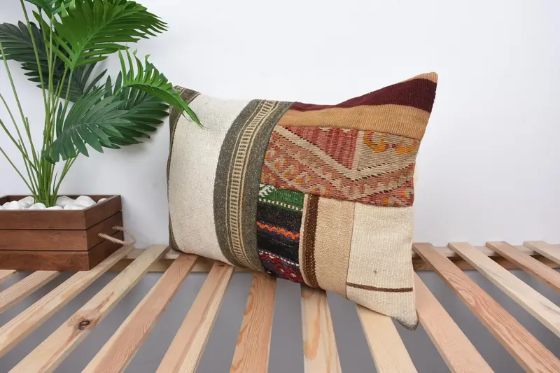 Pillow for Sofa, Kilim Pillow, Customized Cushion Case, Ikat Pillow Case, Pillow, 16x24 Beige Pillow Sham, Ethnical Kilim Rug Pillow - 5