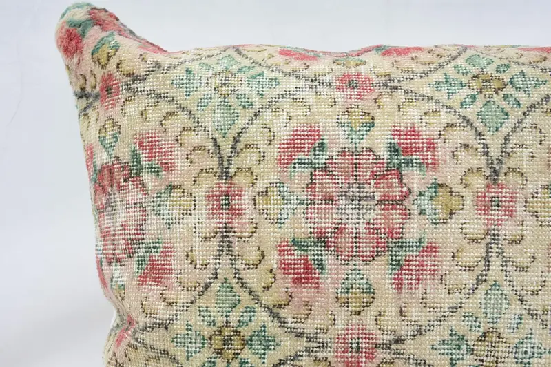 Decorative Bolster Pillow, Cushion, 32x32 Beige Cushion Case, Boho Pillow, Ethnical Kilim Rug Pillow, Pastel Pillow, Vintage Kilim Pillow - 2