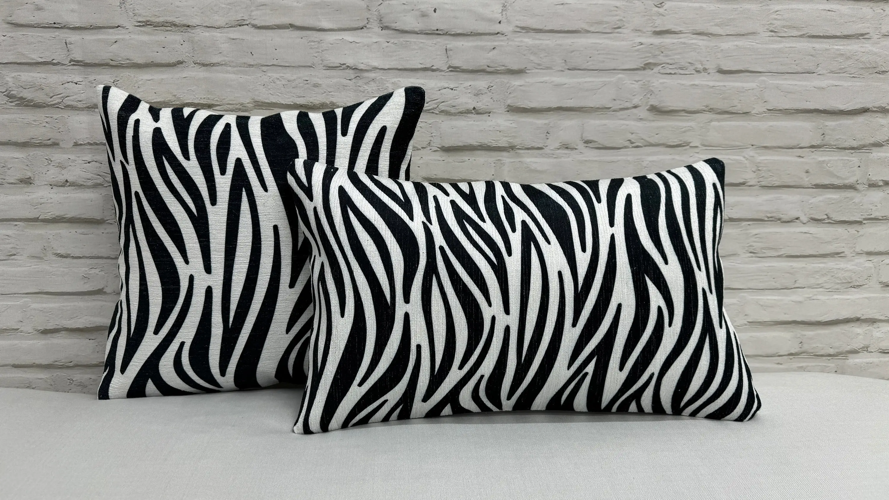 Zebra Print Pillow: Modern Black and White Home Accent - 1