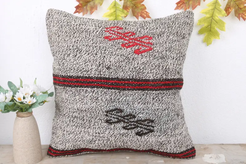 Antique Pillows, 16x16 White Pillow Cover, Pillow for Couch, Ethnical Kilim Rug Pillow, Tapestry Cushion Case, Pillow Cover, Handmade Pillow Sham - 2