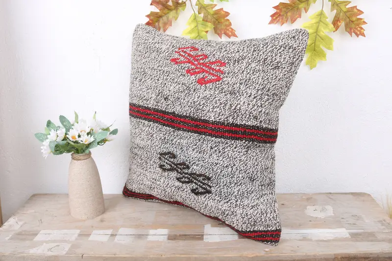 Antique Pillows, 16x16 White Pillow Cover, Pillow for Couch, Ethnical Kilim Rug Pillow, Tapestry Cushion Case, Pillow Cover, Handmade Pillow Sham - 4